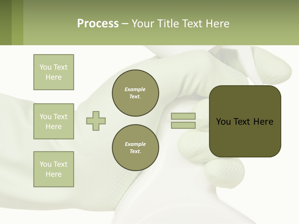 A Green Gloved Hand Holding A White Bottle Of Liquid PowerPoint Template
