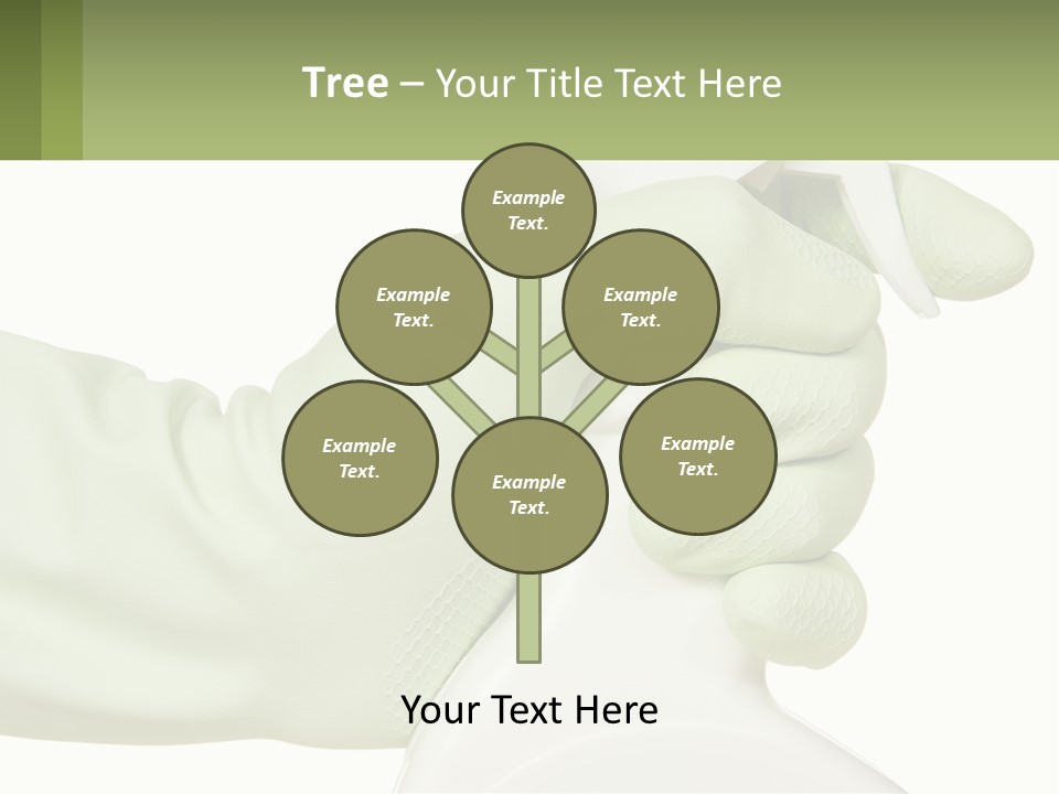 A Green Gloved Hand Holding A White Bottle Of Liquid PowerPoint Template