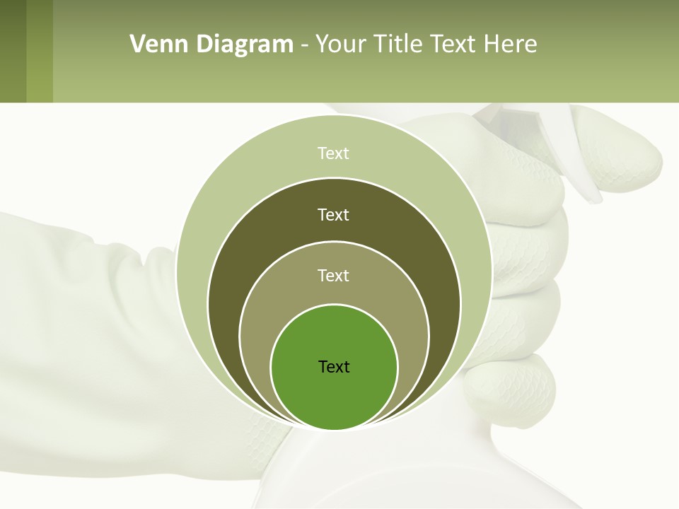 A Green Gloved Hand Holding A White Bottle Of Liquid PowerPoint Template