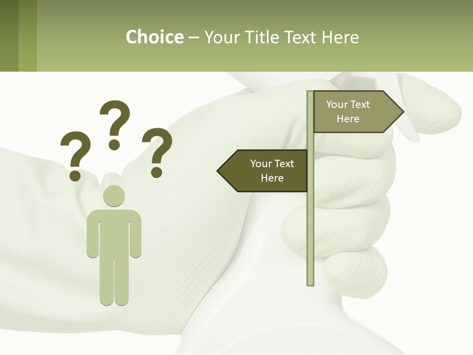 A Green Gloved Hand Holding A White Bottle Of Liquid PowerPoint Template