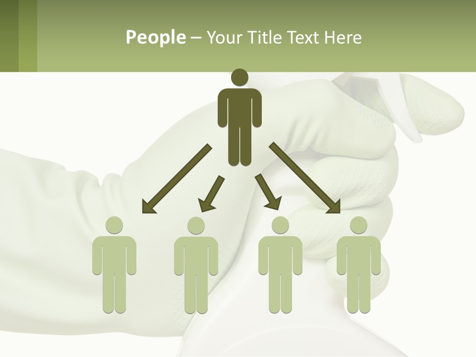 A Green Gloved Hand Holding A White Bottle Of Liquid PowerPoint Template