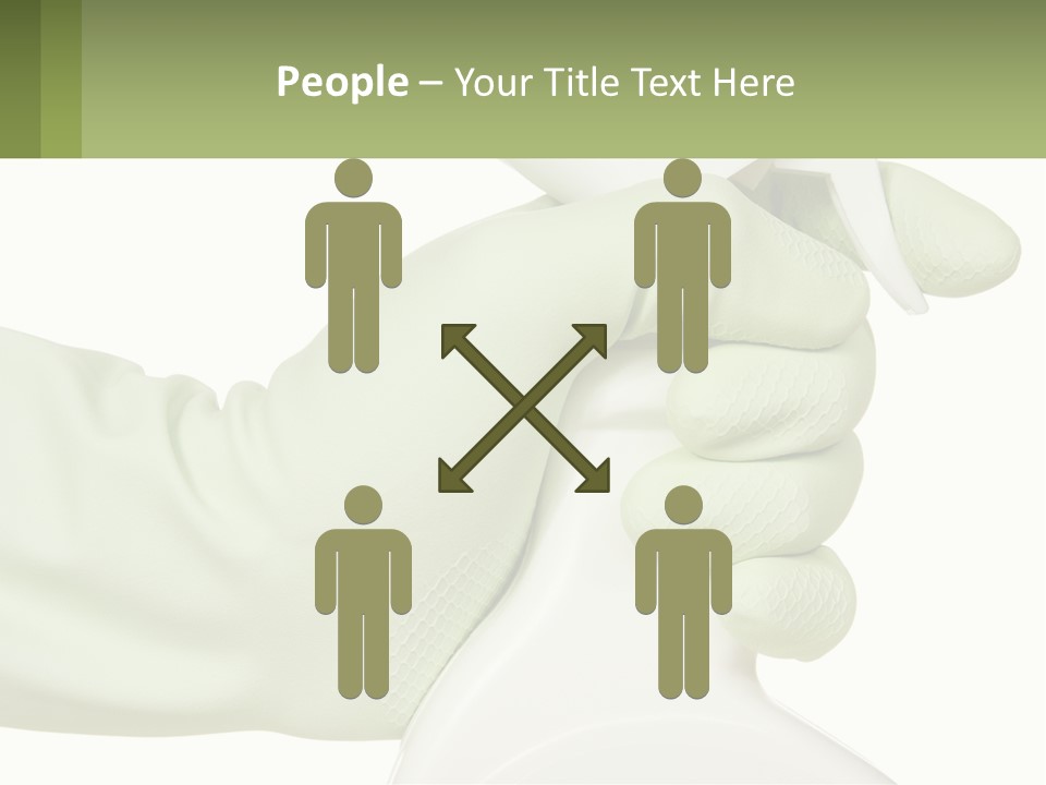 A Green Gloved Hand Holding A White Bottle Of Liquid PowerPoint Template