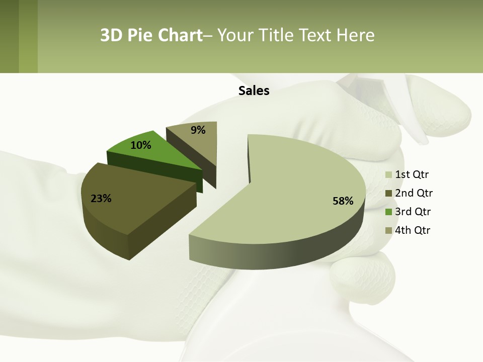 A Green Gloved Hand Holding A White Bottle Of Liquid PowerPoint Template