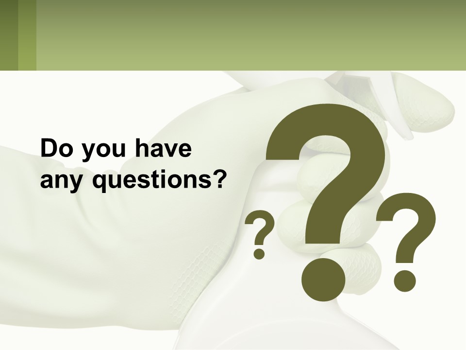 A Green Gloved Hand Holding A White Bottle Of Liquid PowerPoint Template