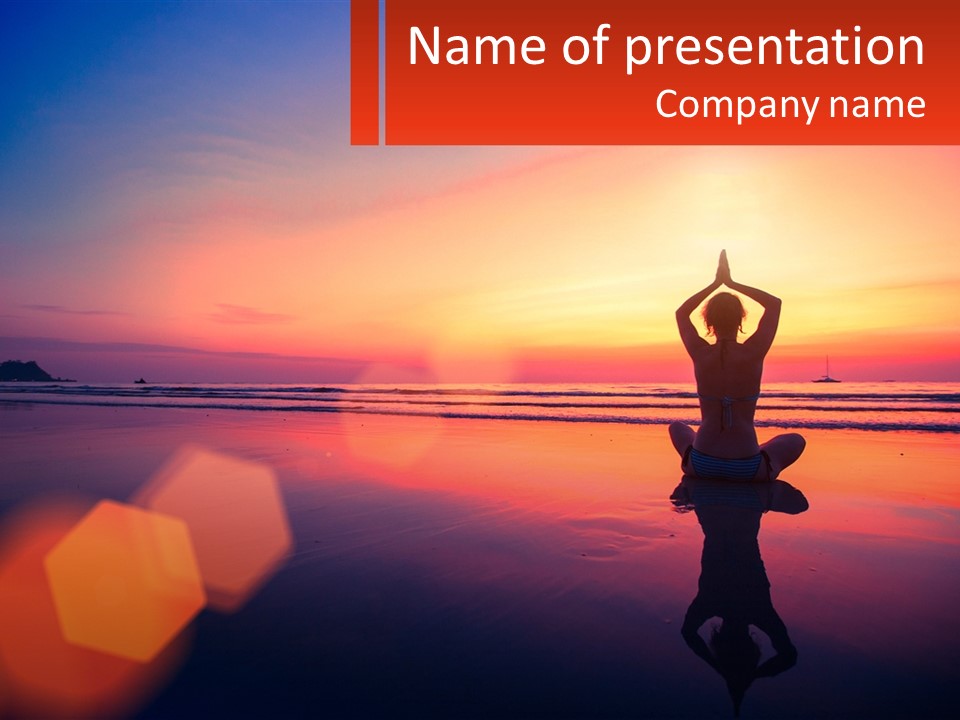 A Person Doing Yoga On The Beach At Sunset PowerPoint Template