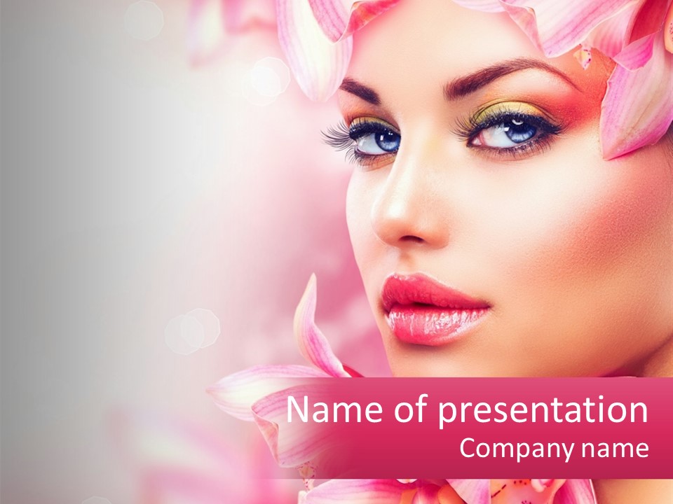 A Beautiful Woman With Flowers In Her Hair PowerPoint Template