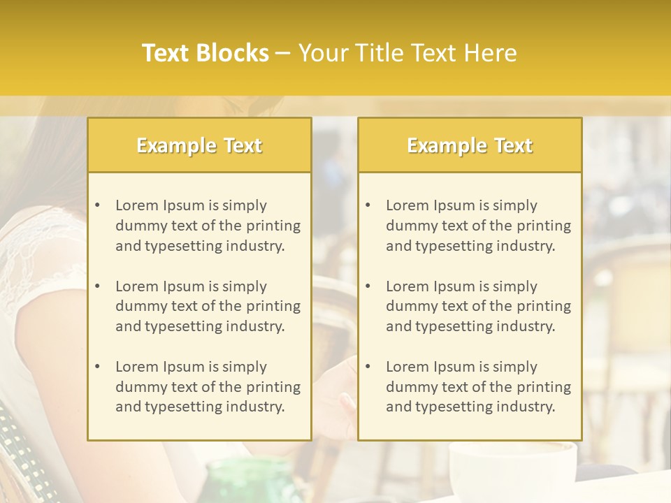 A Woman Sitting At A Table Using A Cell Phone PowerPoint Template