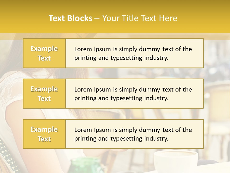 A Woman Sitting At A Table Using A Cell Phone PowerPoint Template