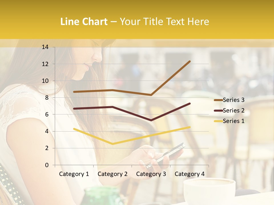 A Woman Sitting At A Table Using A Cell Phone PowerPoint Template