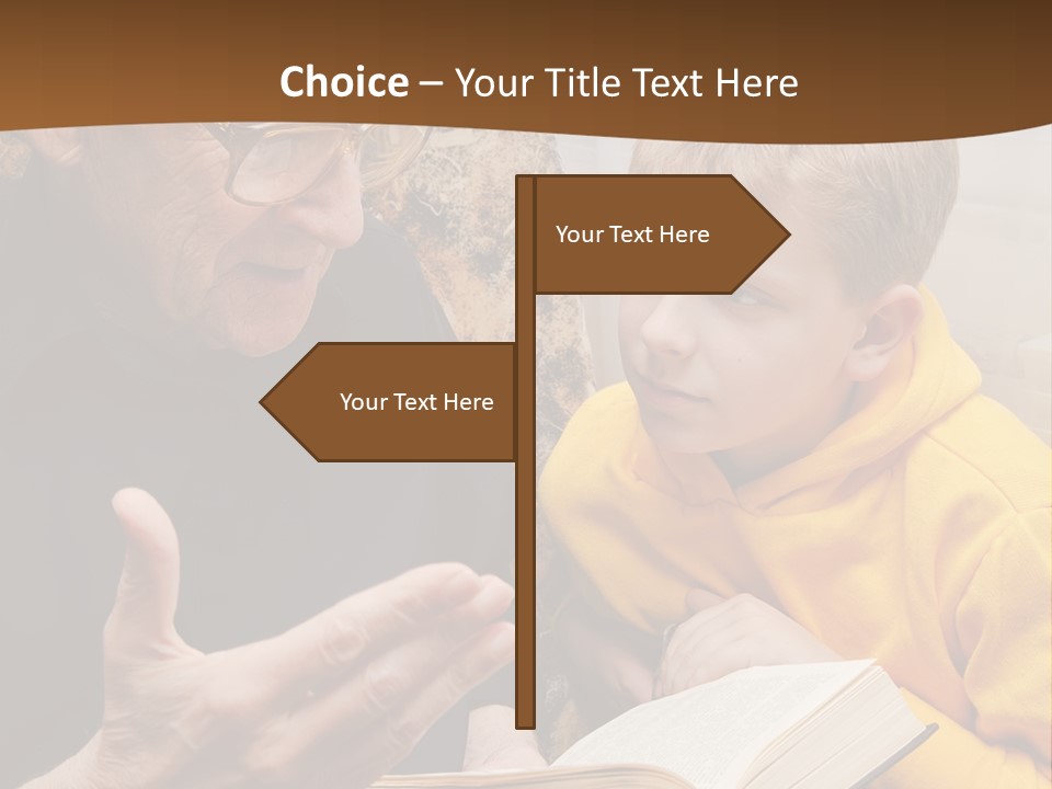 An Old Man Reading A Book To A Young Boy PowerPoint Template