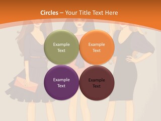 Three Women In Dresses Standing Next To Each Other PowerPoint Template