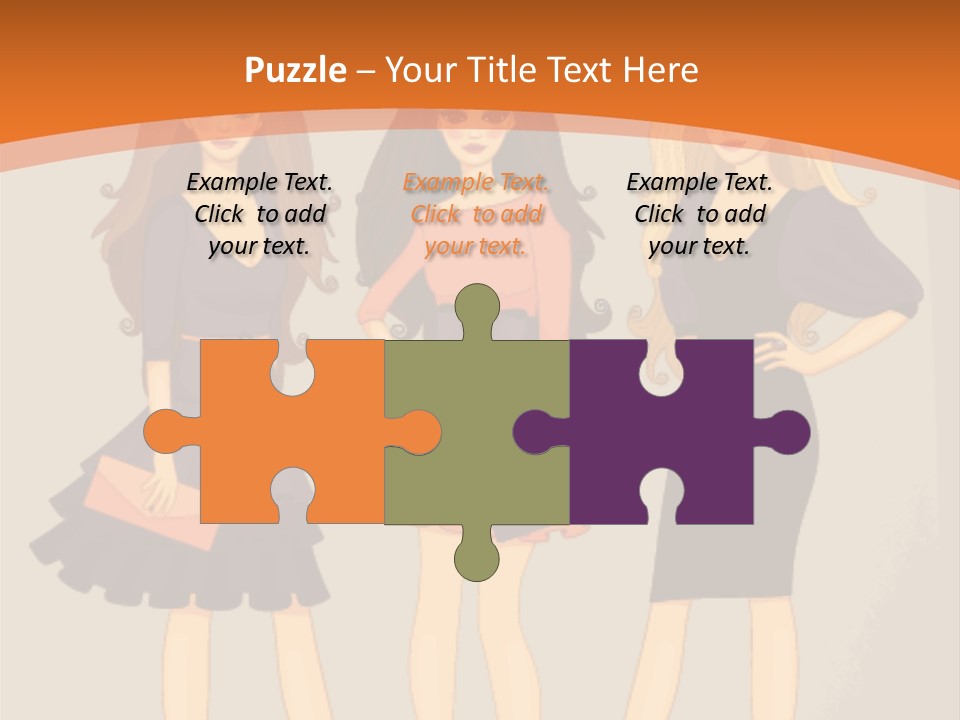 Three Women In Dresses Standing Next To Each Other PowerPoint Template