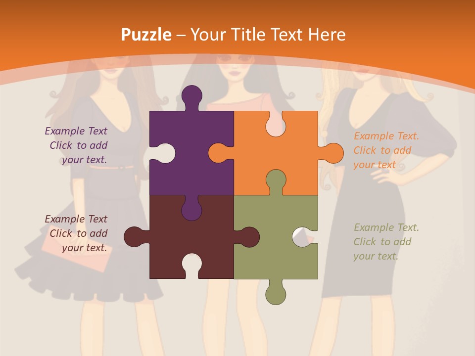 Three Women In Dresses Standing Next To Each Other PowerPoint Template