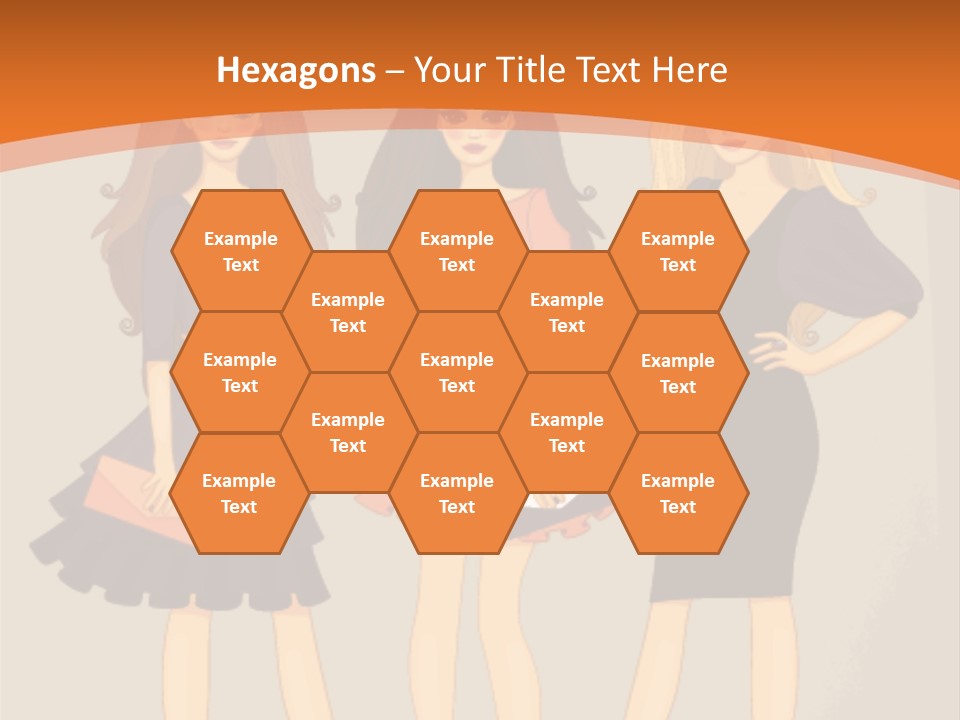 Three Women In Dresses Standing Next To Each Other PowerPoint Template