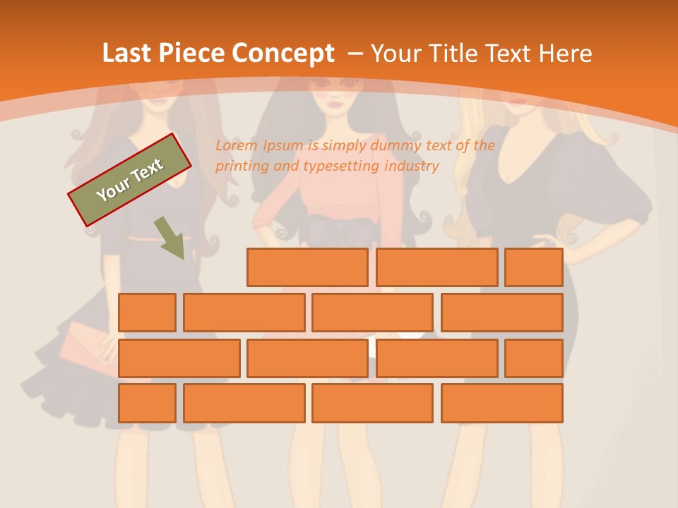 Three Women In Dresses Standing Next To Each Other PowerPoint Template