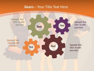 Three Women In Dresses Standing Next To Each Other PowerPoint Template