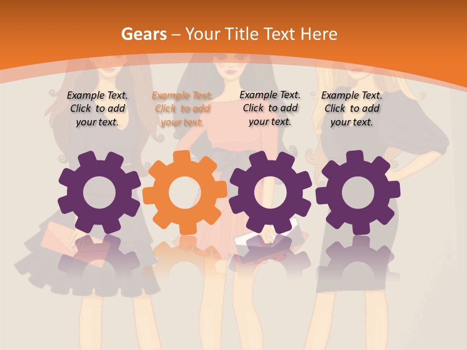 Three Women In Dresses Standing Next To Each Other PowerPoint Template