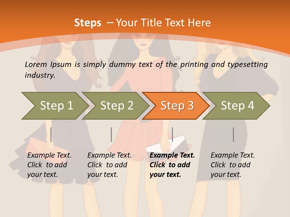 Three Women In Dresses Standing Next To Each Other PowerPoint Template