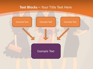 Three Women In Dresses Standing Next To Each Other PowerPoint Template
