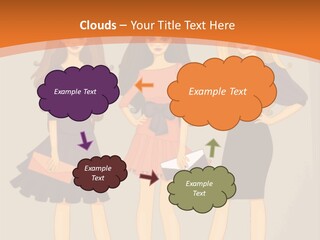 Three Women In Dresses Standing Next To Each Other PowerPoint Template