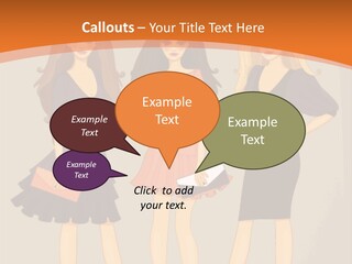 Three Women In Dresses Standing Next To Each Other PowerPoint Template