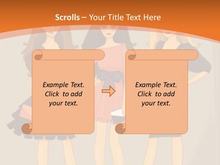 Three Women In Dresses Standing Next To Each Other PowerPoint Template