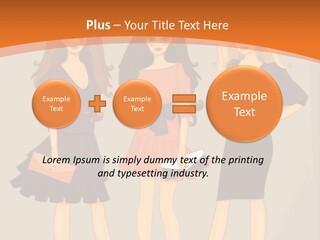 Three Women In Dresses Standing Next To Each Other PowerPoint Template