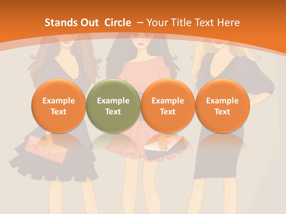 Three Women In Dresses Standing Next To Each Other PowerPoint Template