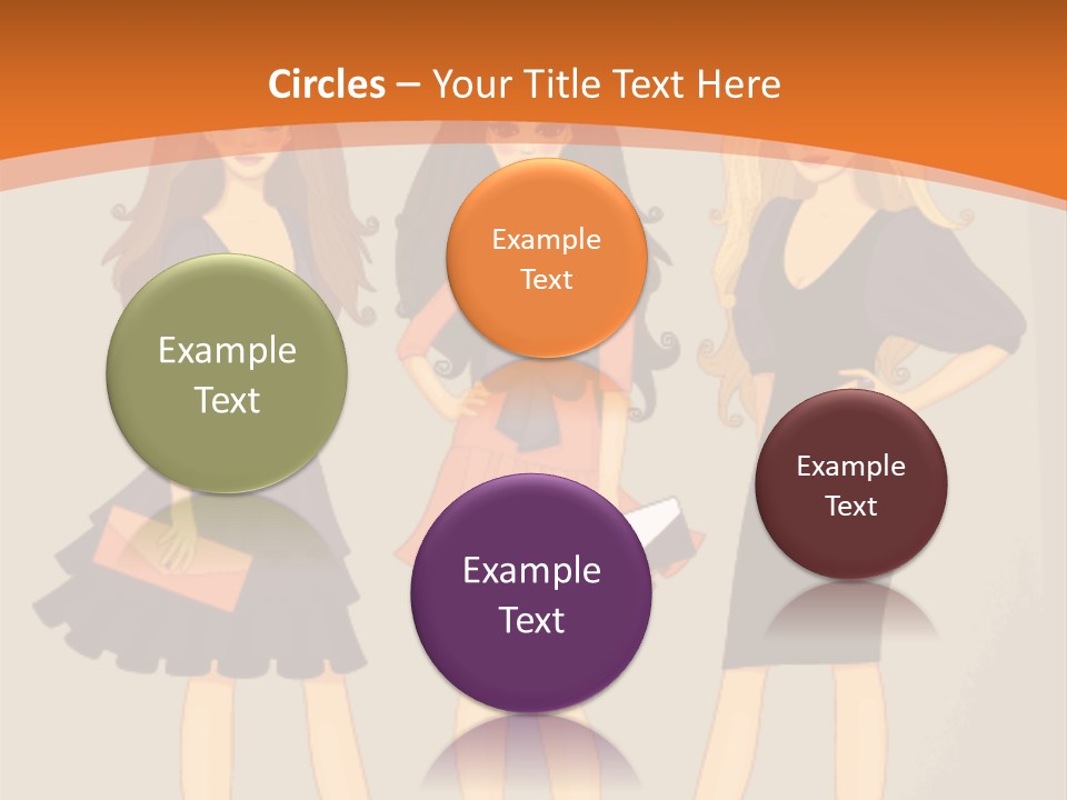 Three Women In Dresses Standing Next To Each Other PowerPoint Template