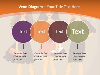 Three Women In Dresses Standing Next To Each Other PowerPoint Template