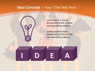 Three Women In Dresses Standing Next To Each Other PowerPoint Template