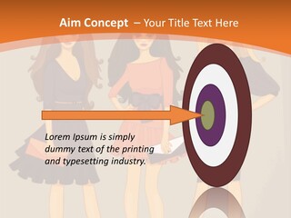 Three Women In Dresses Standing Next To Each Other PowerPoint Template