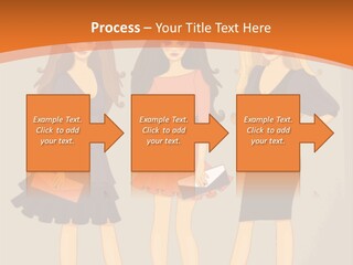 Three Women In Dresses Standing Next To Each Other PowerPoint Template