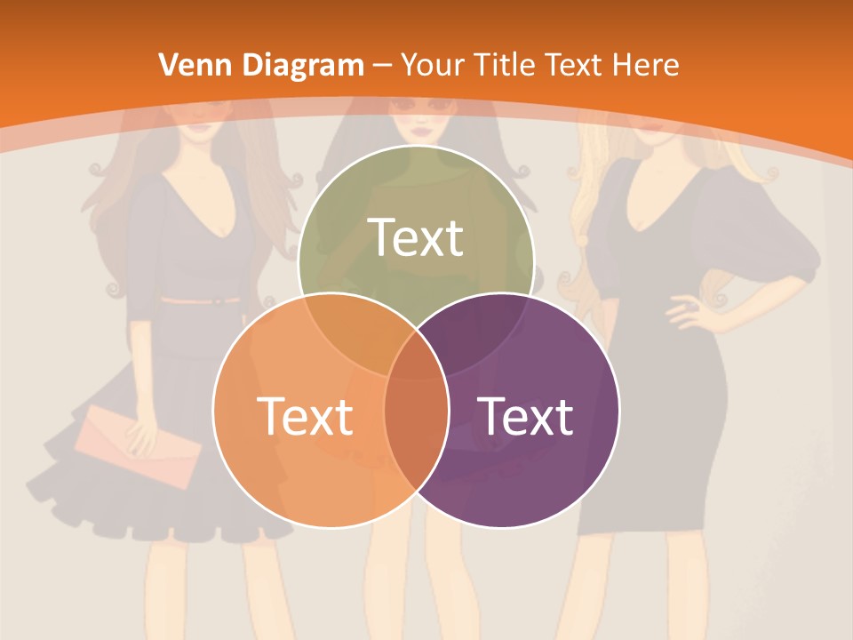 Three Women In Dresses Standing Next To Each Other PowerPoint Template