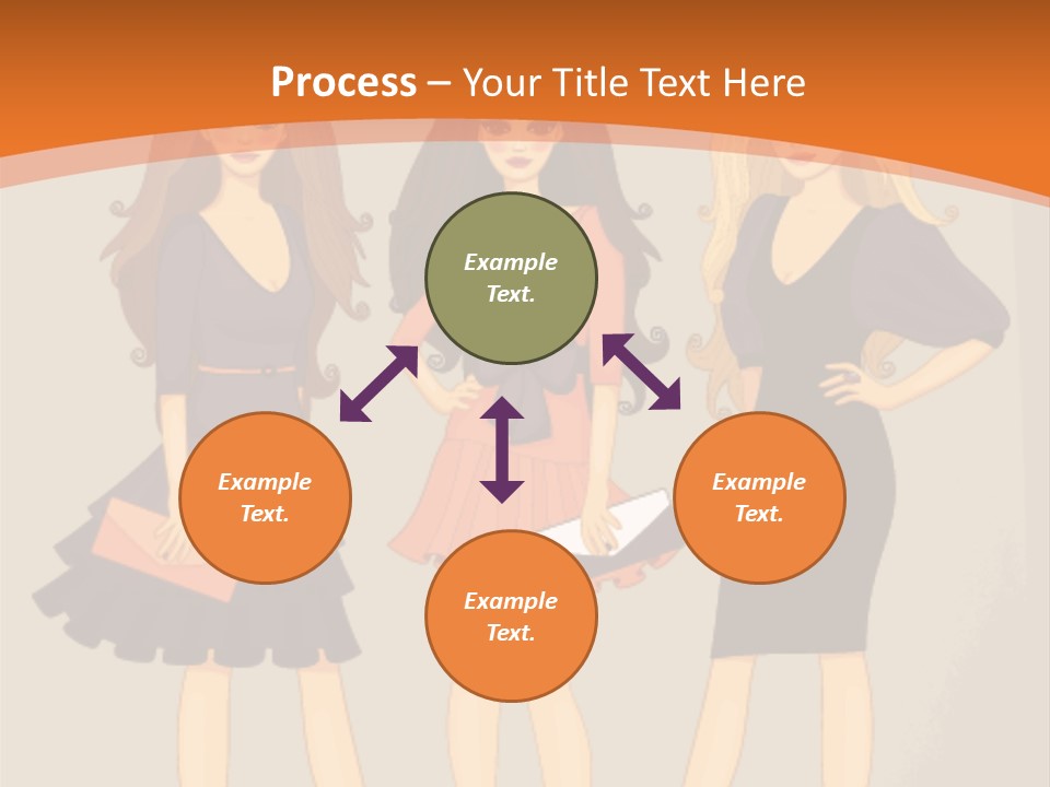 Three Women In Dresses Standing Next To Each Other PowerPoint Template