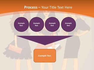 Three Women In Dresses Standing Next To Each Other PowerPoint Template