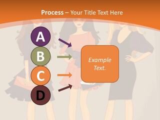 Three Women In Dresses Standing Next To Each Other PowerPoint Template