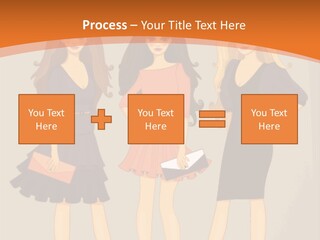 Three Women In Dresses Standing Next To Each Other PowerPoint Template