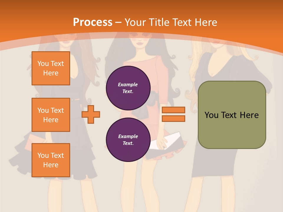 Three Women In Dresses Standing Next To Each Other PowerPoint Template