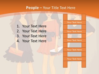 Three Women In Dresses Standing Next To Each Other PowerPoint Template