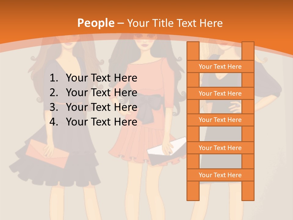Three Women In Dresses Standing Next To Each Other PowerPoint Template