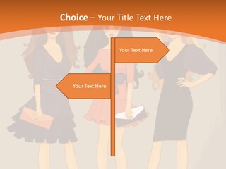 Three Women In Dresses Standing Next To Each Other PowerPoint Template