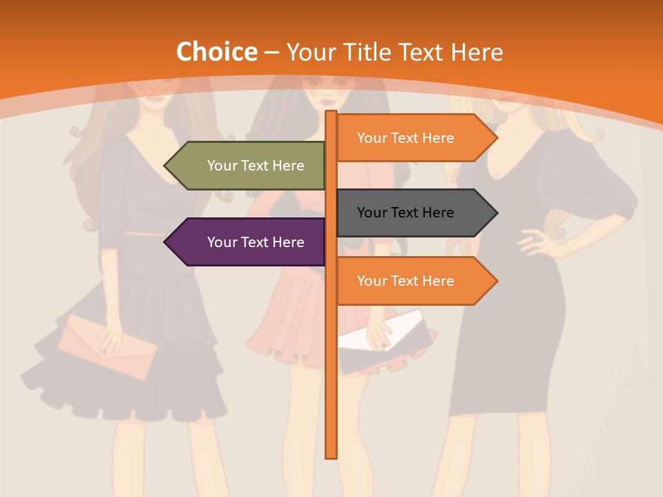 Three Women In Dresses Standing Next To Each Other PowerPoint Template