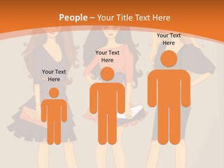 Three Women In Dresses Standing Next To Each Other PowerPoint Template