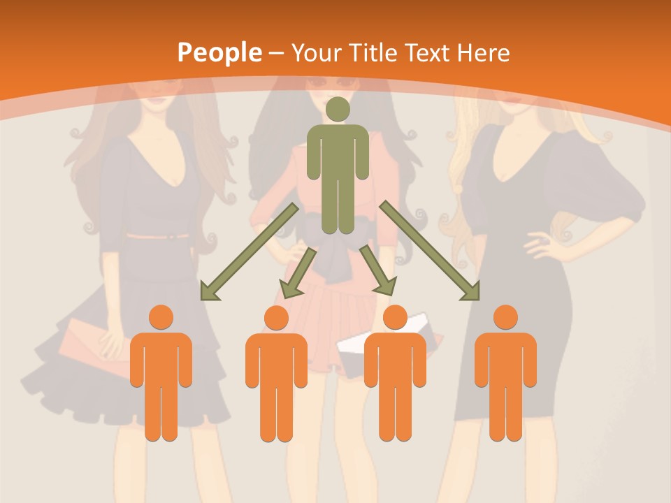 Three Women In Dresses Standing Next To Each Other PowerPoint Template