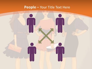 Three Women In Dresses Standing Next To Each Other PowerPoint Template