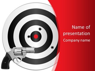 A Gun And A Target On A Red And White Background PowerPoint Template