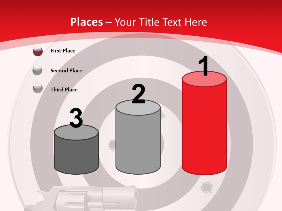 A Gun And A Target On A Red And White Background PowerPoint Template