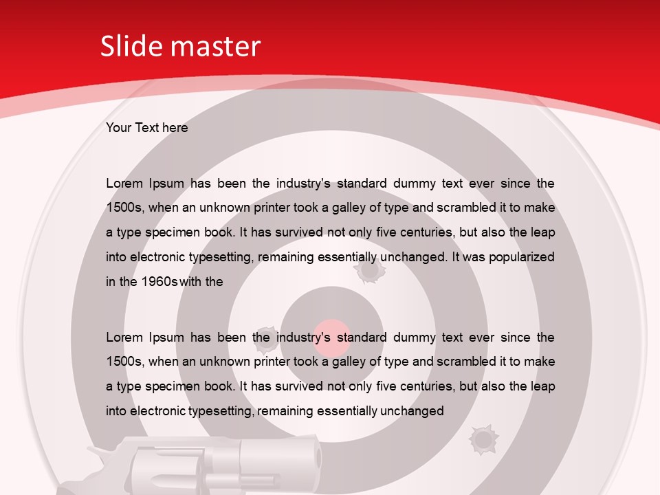 A Gun And A Target On A Red And White Background PowerPoint Template