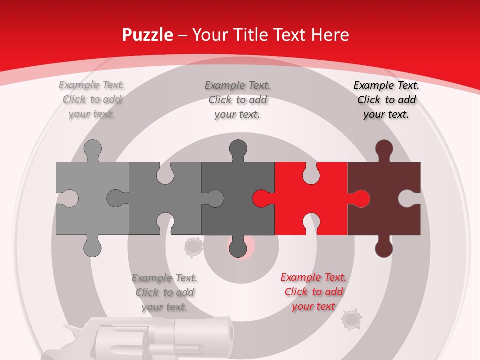A Gun And A Target On A Red And White Background PowerPoint Template
